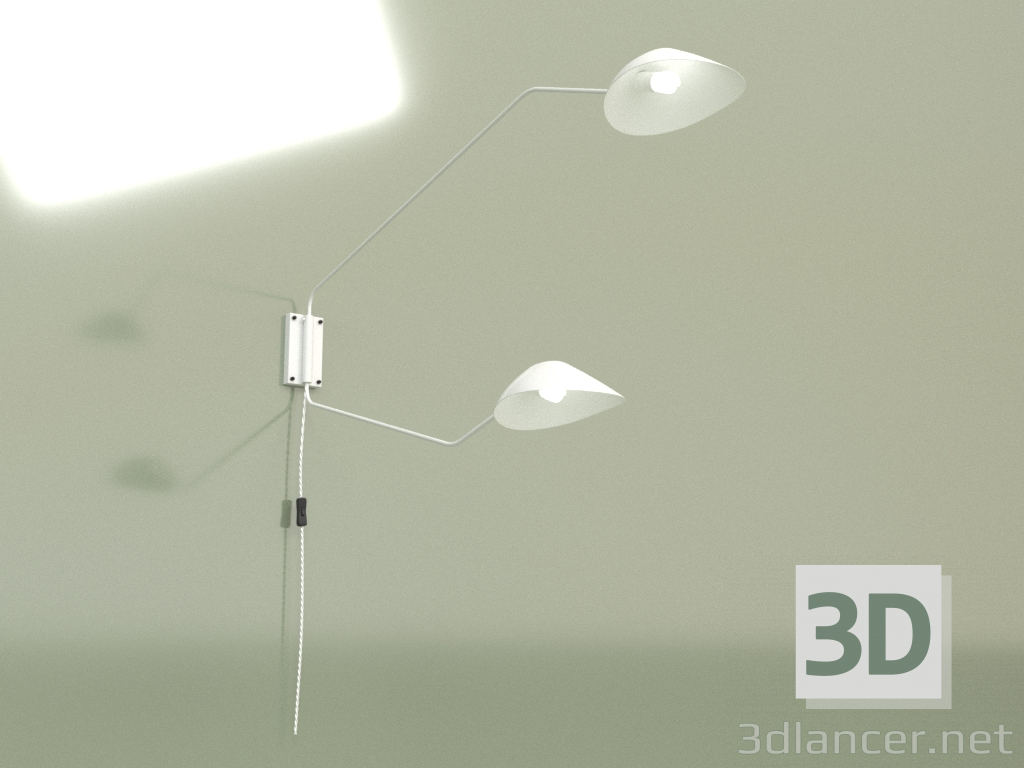 3d model Aplique Collet 2 lámparas (blanco) - vista previa