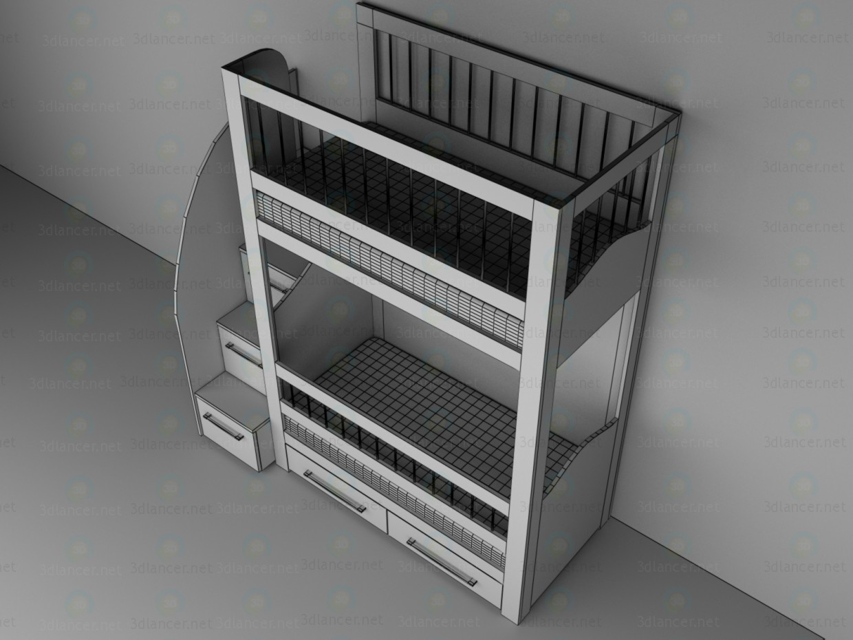 3d дитяча двох'ярусне ліжко модель купити - зображення 3d дитяча двох'ярусне ліжко модель купити - зображення