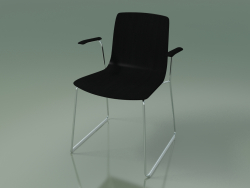 Stuhl 3909 (auf Kufen, mit Armlehnen, schwarze Birke)