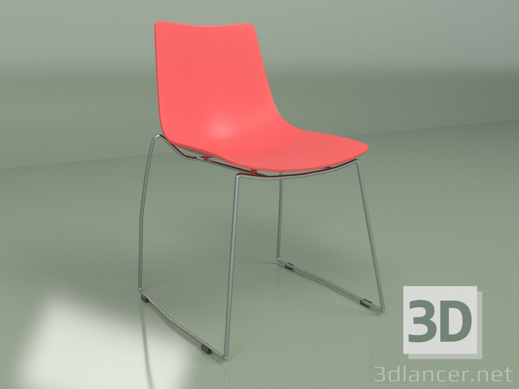 modello 3D Sedia da caffetteria (rossa) - anteprima