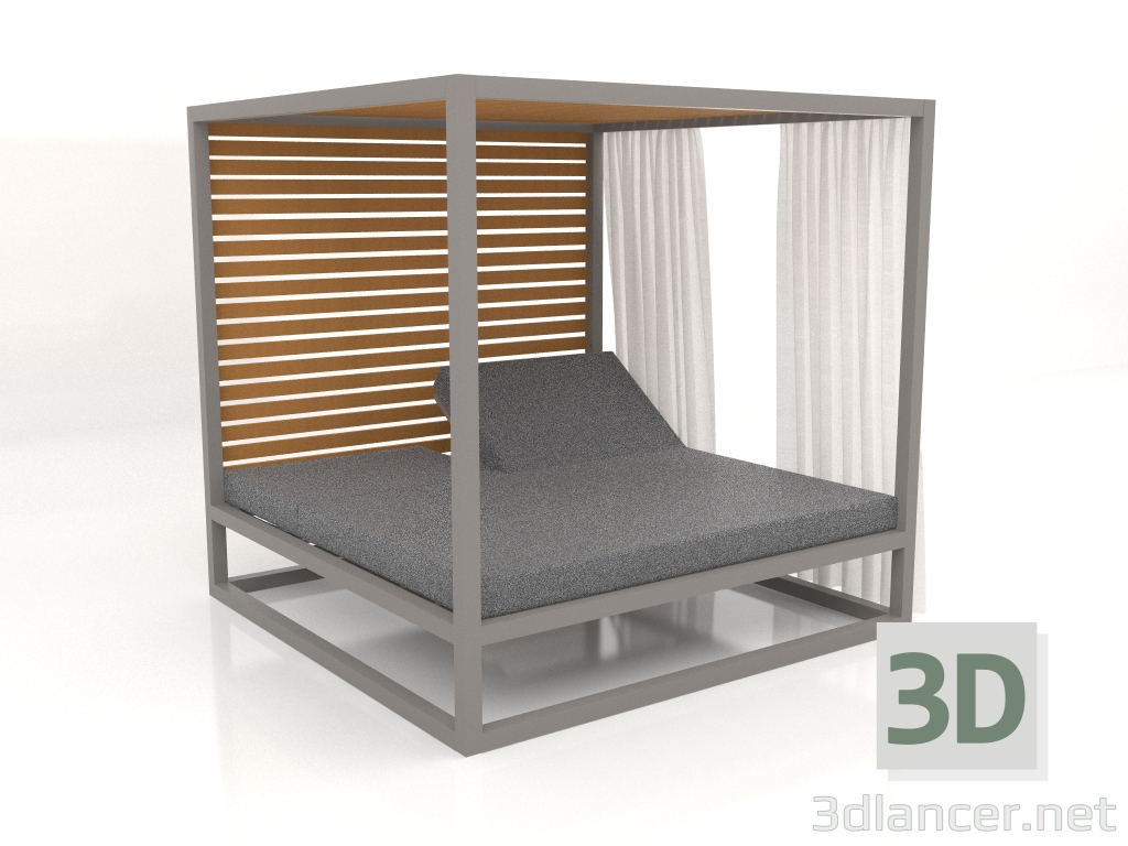 3d model Raised couch with fixed slats with side walls and curtains (Quartz gray) - preview