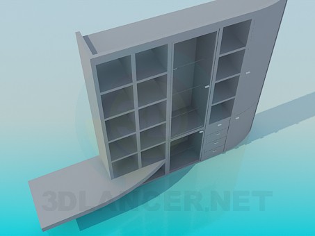 3d model Closet-wall shelf under TV - preview 3d model Closet-wall shelf under TV - preview