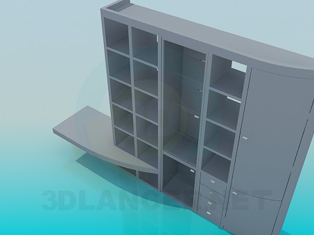 3d model Closet-wall shelf under TV - preview 3d model Closet-wall shelf under TV - preview