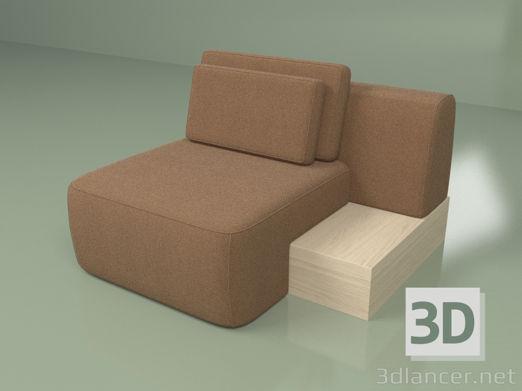 3d model Modular chair Cascad with cushion (left) - preview