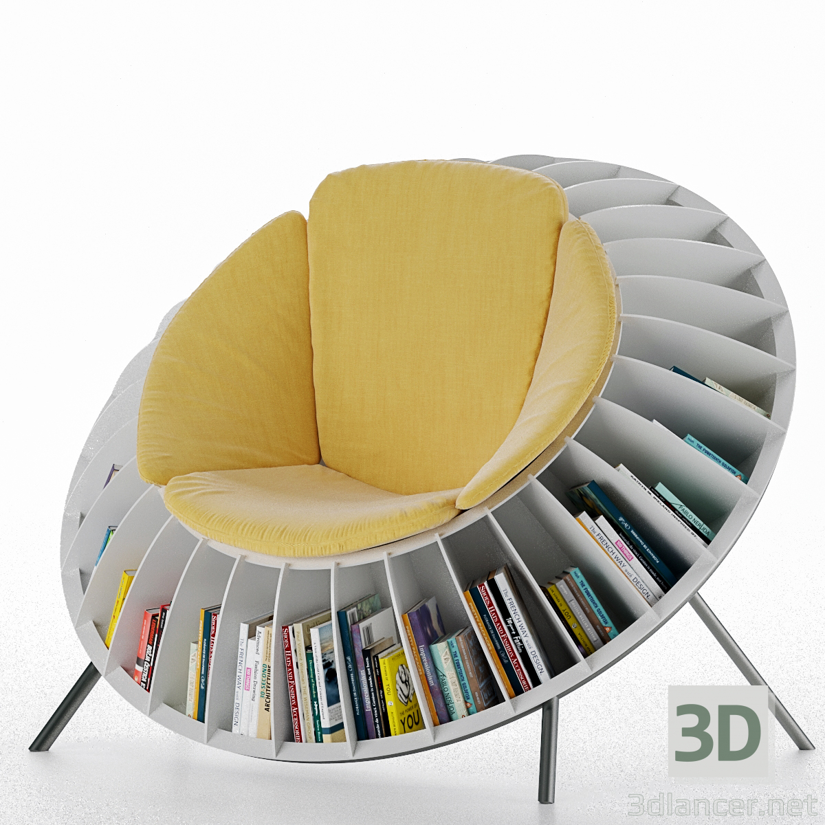 3d Armchair-book model buy - render