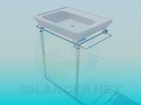 3d model Wash basin with heated towel/drying rack - preview 3d model Wash basin with heated towel/drying rack - preview