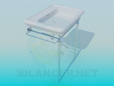 3d model Wash basin with heated towel/drying rack - preview 3d model Wash basin with heated towel/drying rack - preview
