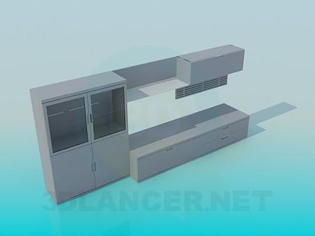 modelo 3D Armario, estantería y mesita de noche TV - escuchar modelo 3D Armario, estantería y mesita de noche TV - escuchar