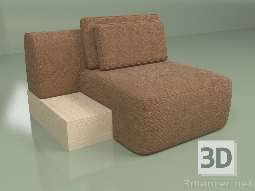 modello 3D Sedia modulare Cascad con cuscino (destra) - anteprima