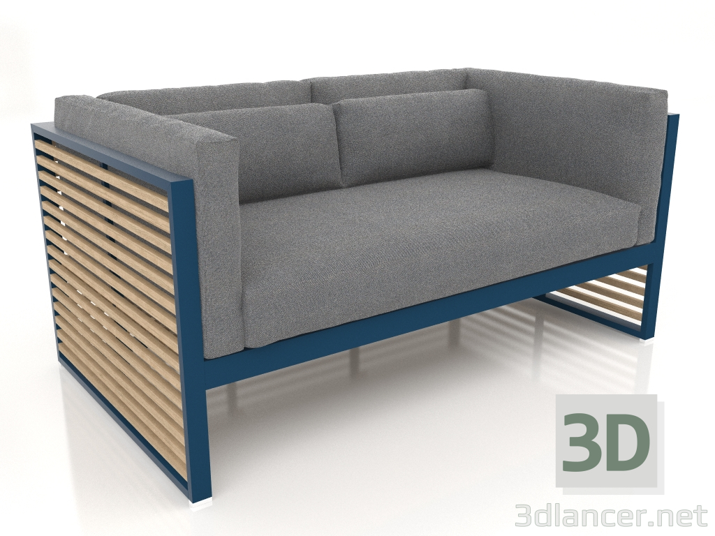 3d model 2-seater sofa (Grey blue) - preview