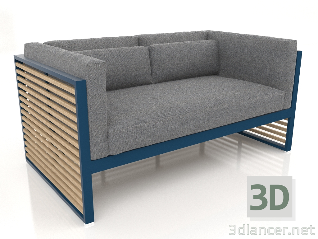 modello 3D Divano 2 posti (Grigio blu) - anteprima