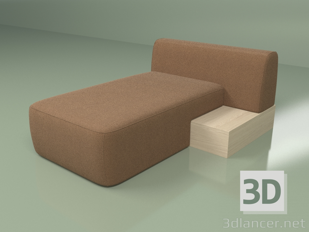 modèle 3D Chaise modulable Cascad Long avec coussin (gauche) - preview