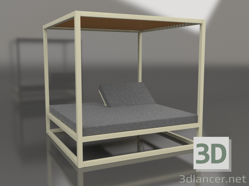 3D Modell Couch mit hohen festen Lattenrosten mit Decke (Gold) - Vorschau