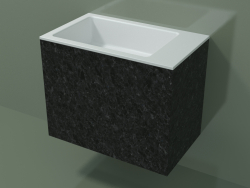 Wall-mounted washbasin (02R133102, Nero Assoluto M03, L 60, P 36, H 48 cm)