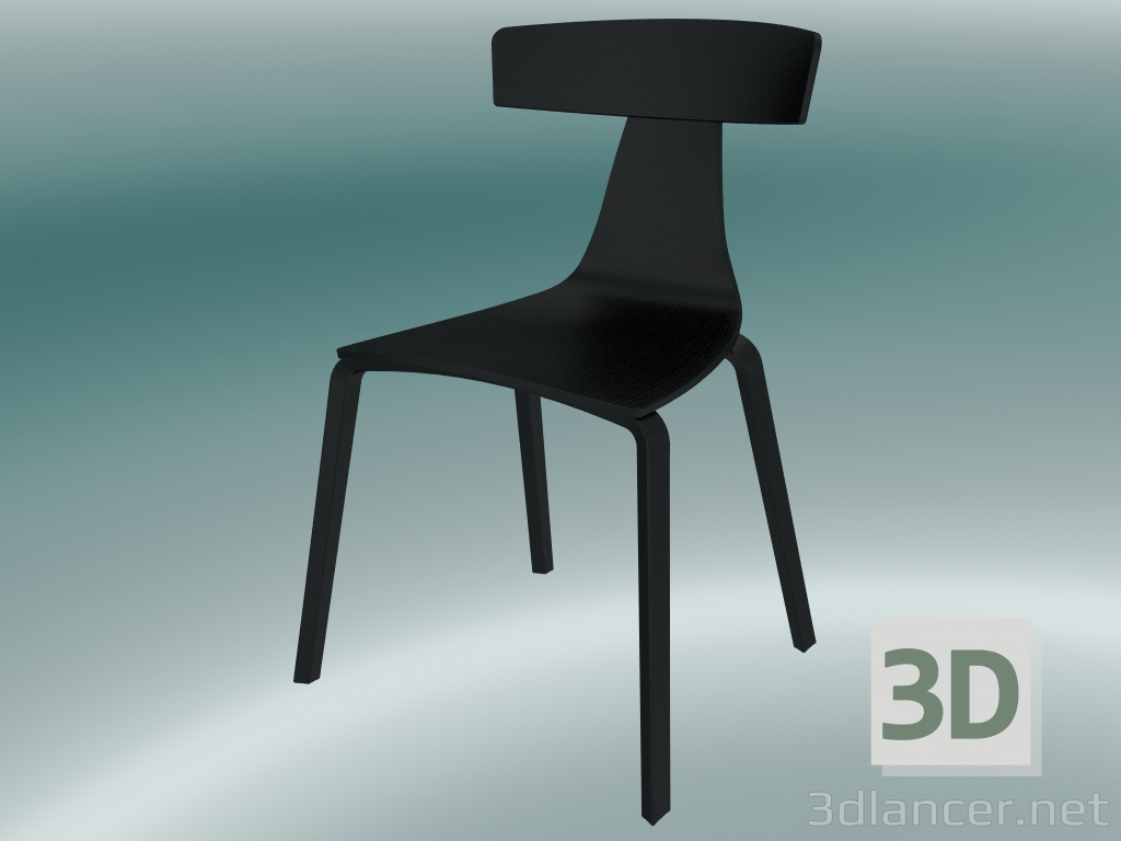 modello 3D Sedia REMO sedia in legno (1415-10, frassino nero) - anteprima