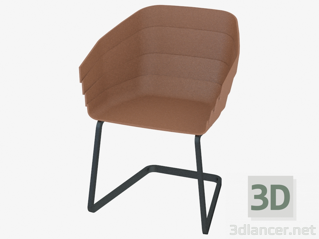 modèle 3D Chaise rembourrée en cuir - preview