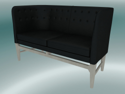 Double sofa Mayor (AJ6, H 82cm, 62x138cm, White oiled oak, Leather - Black Silk)
