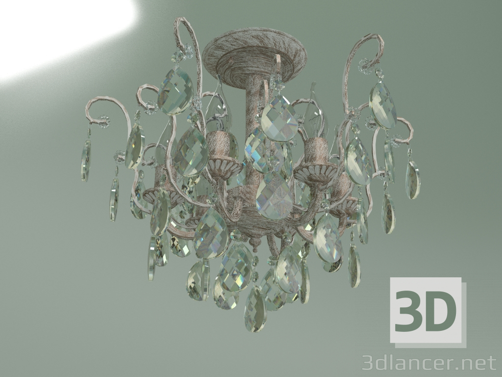 3d model Pendant chandelier 10022-6 (white with gold-tinted Strotskis crystal) - preview