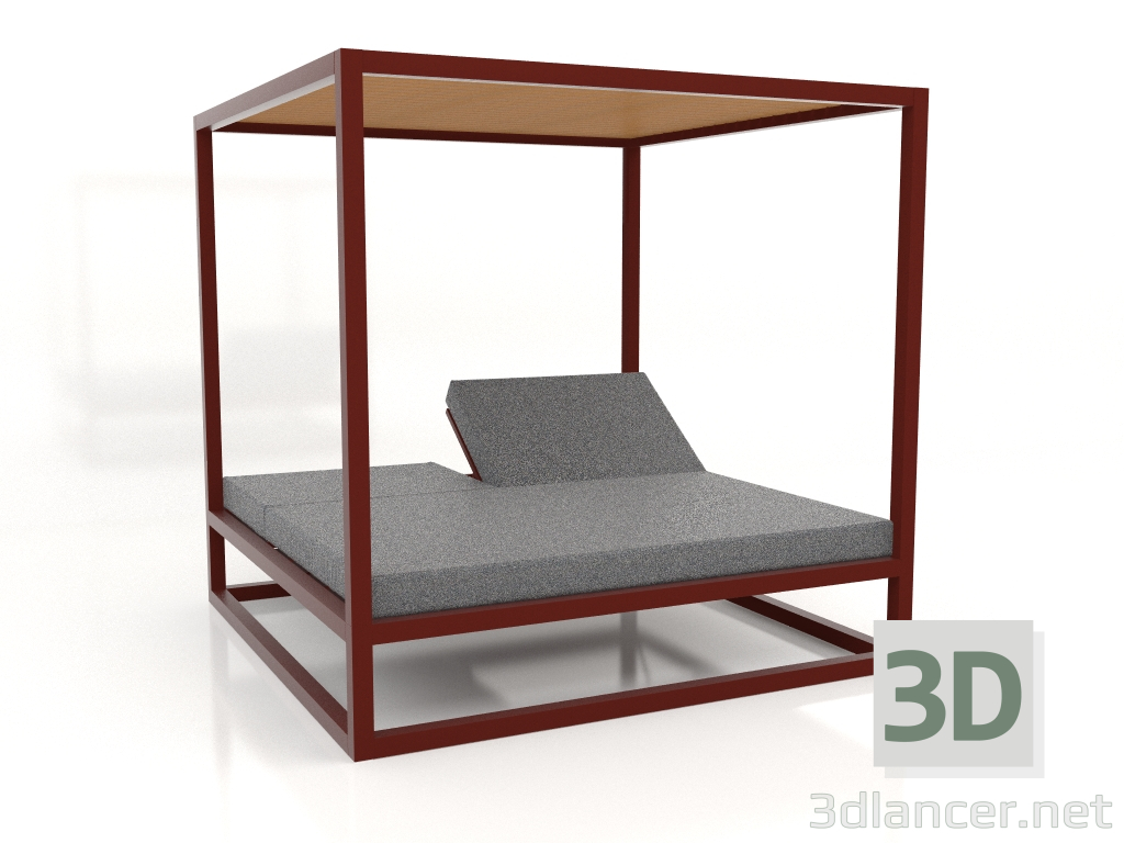 3d model Couch with high fixed slats with a ceiling (Wine red) - preview