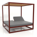 3d model Couch with high fixed slats with a ceiling (Wine red) - preview