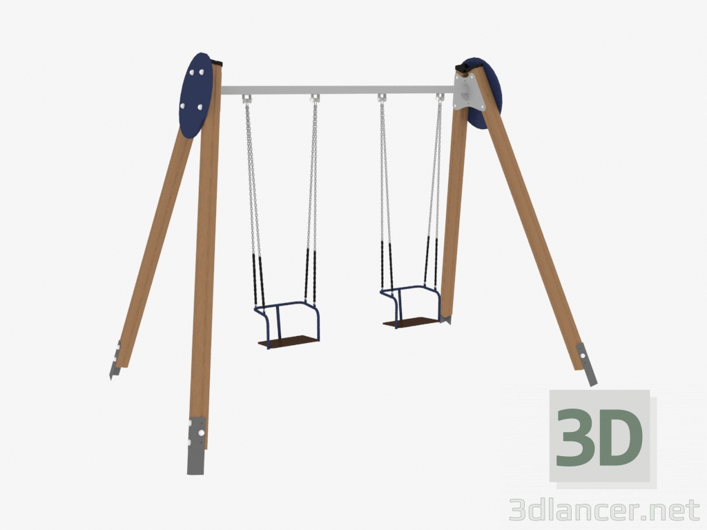 3D Modell Schaukel für Kinderspielplätze (6319) - Vorschau