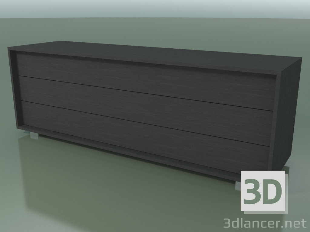3D Modell Kommode mit 3 Schubladen (65, Füße aus gebürstetem Stahl, grau lackiert) - Vorschau
