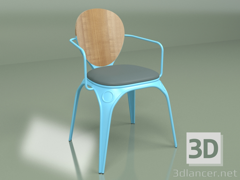 3d model Louix chair with cushion (grey, matt blue) - preview