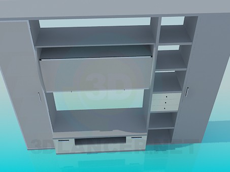 3d model Furniture with shelves for TV - preview
