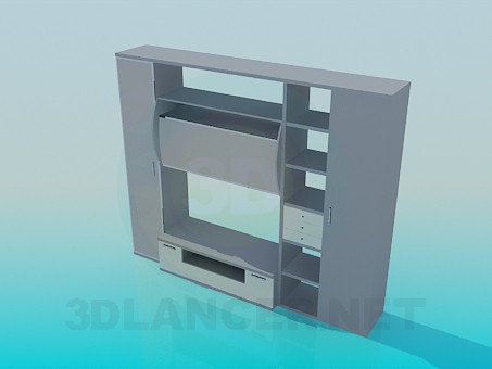 modelo 3D Muebles con estantes para TV - escuchar modelo 3D Muebles con estantes para TV - escuchar