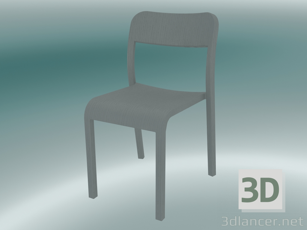 modèle 3D Chaise BLOCCO chaise (1475-20, couleur cendre avec un grain ouvert mat en gris) - preview