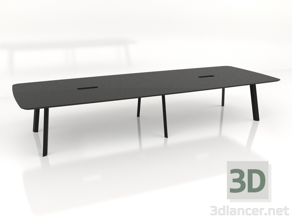 3 डी मॉडल केबलों के लिए छेद के साथ कॉन्फ्रेंस टेबल 415x155 - पूर्वावलोकन