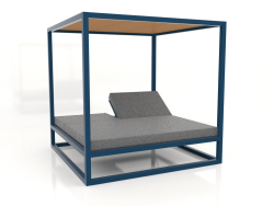 Couch mit hohen festen Lattenrosten mit Decke (Graublau)