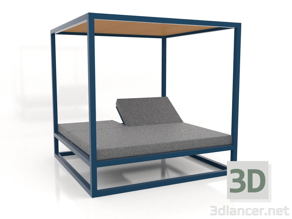 3D Modell Couch mit hohen festen Lattenrosten mit Decke (Graublau) - Vorschau