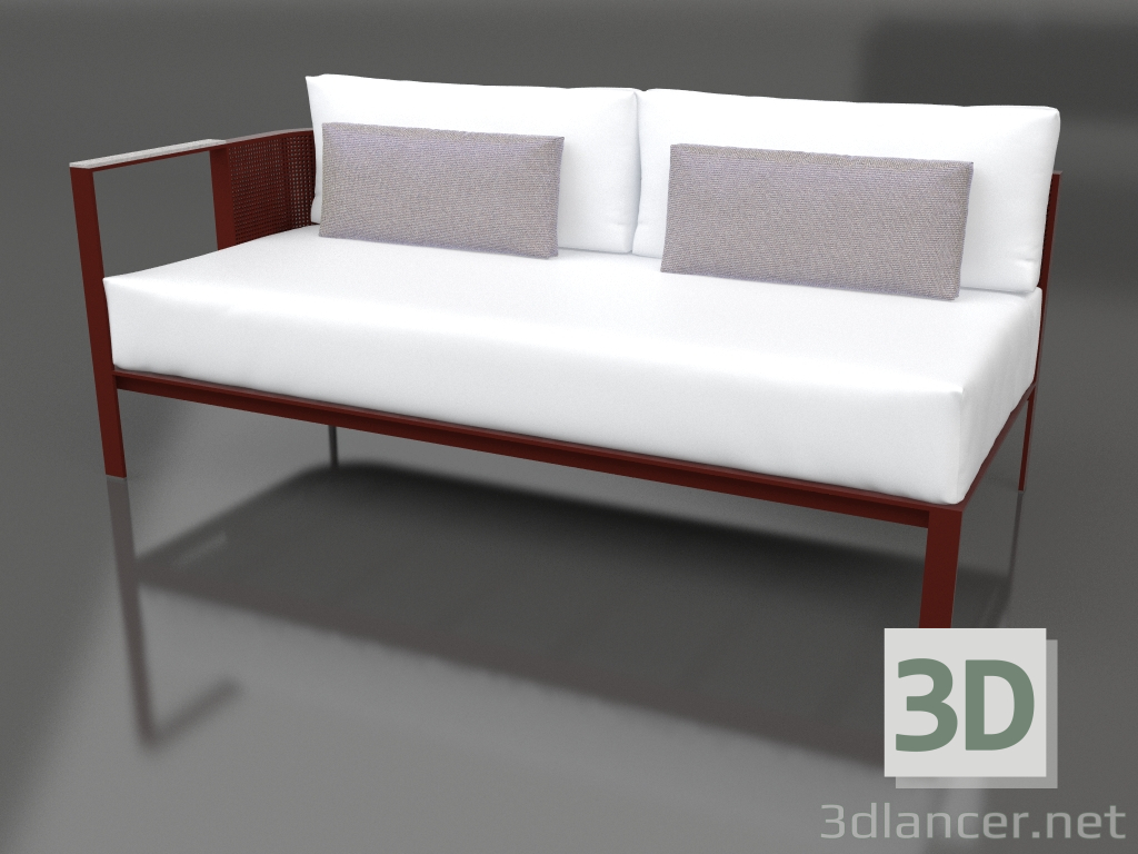 modèle 3D Module canapé, section 1 à gauche (Rouge vin) - preview
