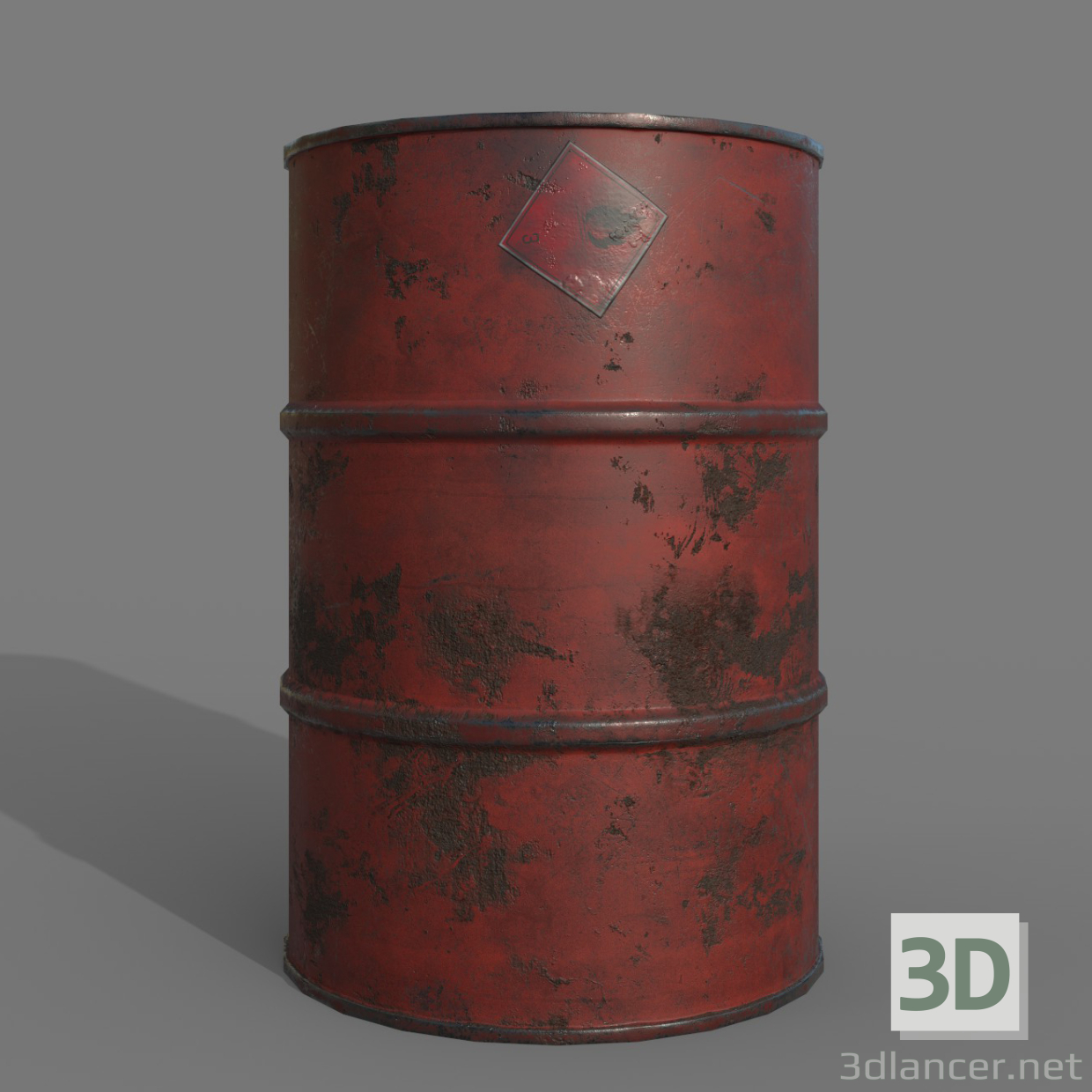 3d Barrel 200 liters Red rust model buy - render