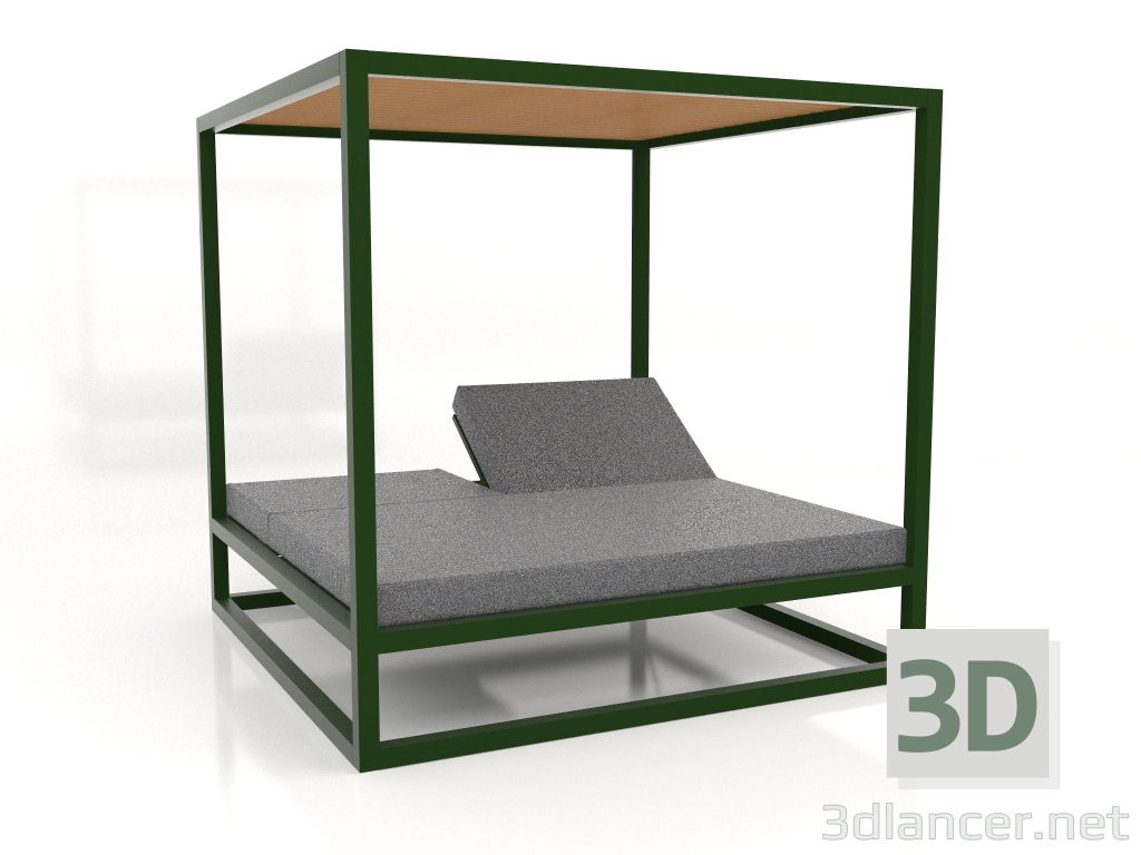 Modelo 3d Sofá de ripas altas fixas com teto (verde garrafa) - preview