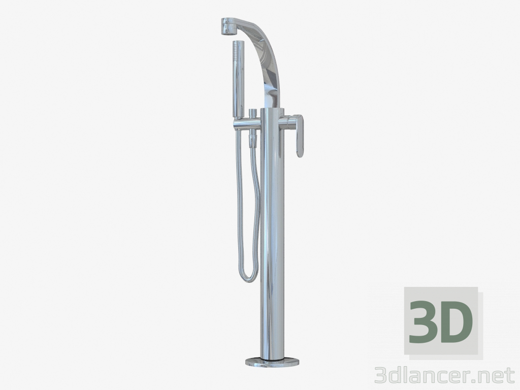 3D Modell Separat stehender Badezimmerhahn mit Auslauf und Handbrause One (112580) - Vorschau