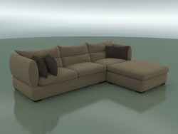 Parma triple sofa with mobile pouf (3050 x 2200 x 830, 305PA-110-PPR-110)