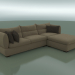 3d model Parma triple sofa with mobile pouf (3050 x 2200 x 830, 305PA-110-PPR-110) - preview