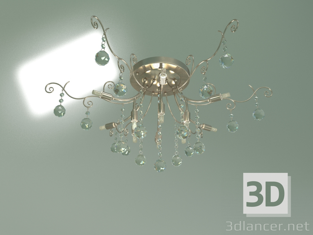 3D Modell Deckenlüster 10042-12 (Antik Bronze-Kristall) - Vorschau