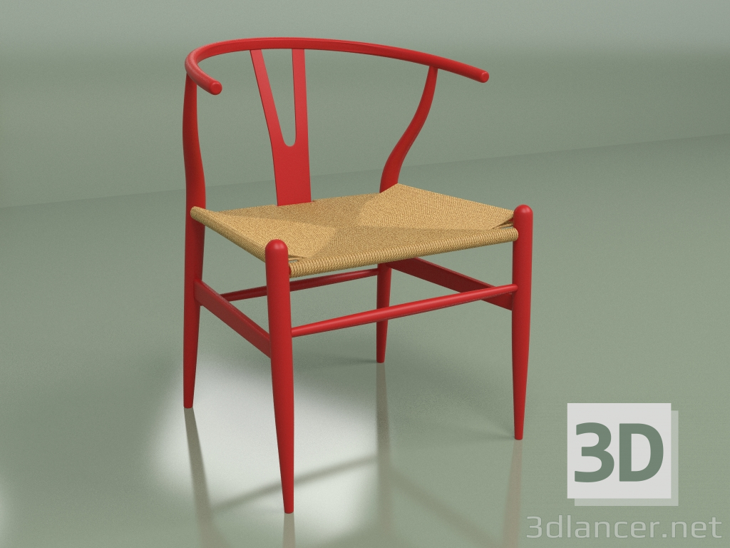 modello 3D Sedia Wishbone (rosso scuro opaco) - anteprima