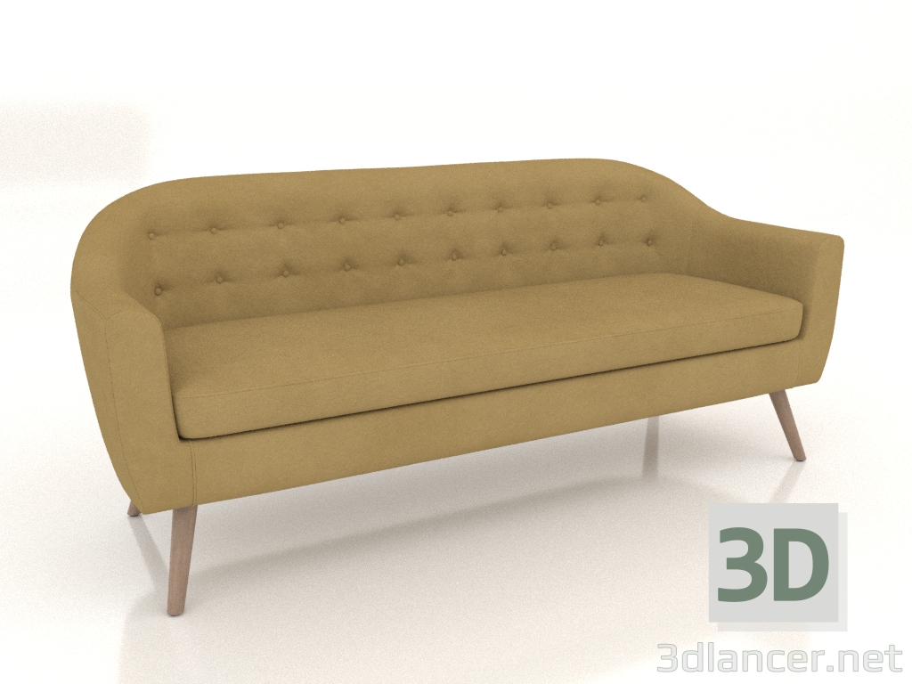 modello 3D Divano Florence 3 posti (giallo zafferano) - anteprima