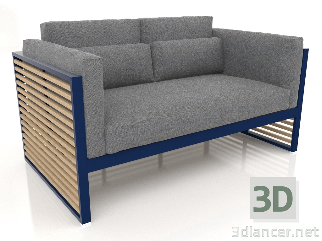 Modelo 3d Sofá de 2 lugares com encosto alto (azul noite) - preview