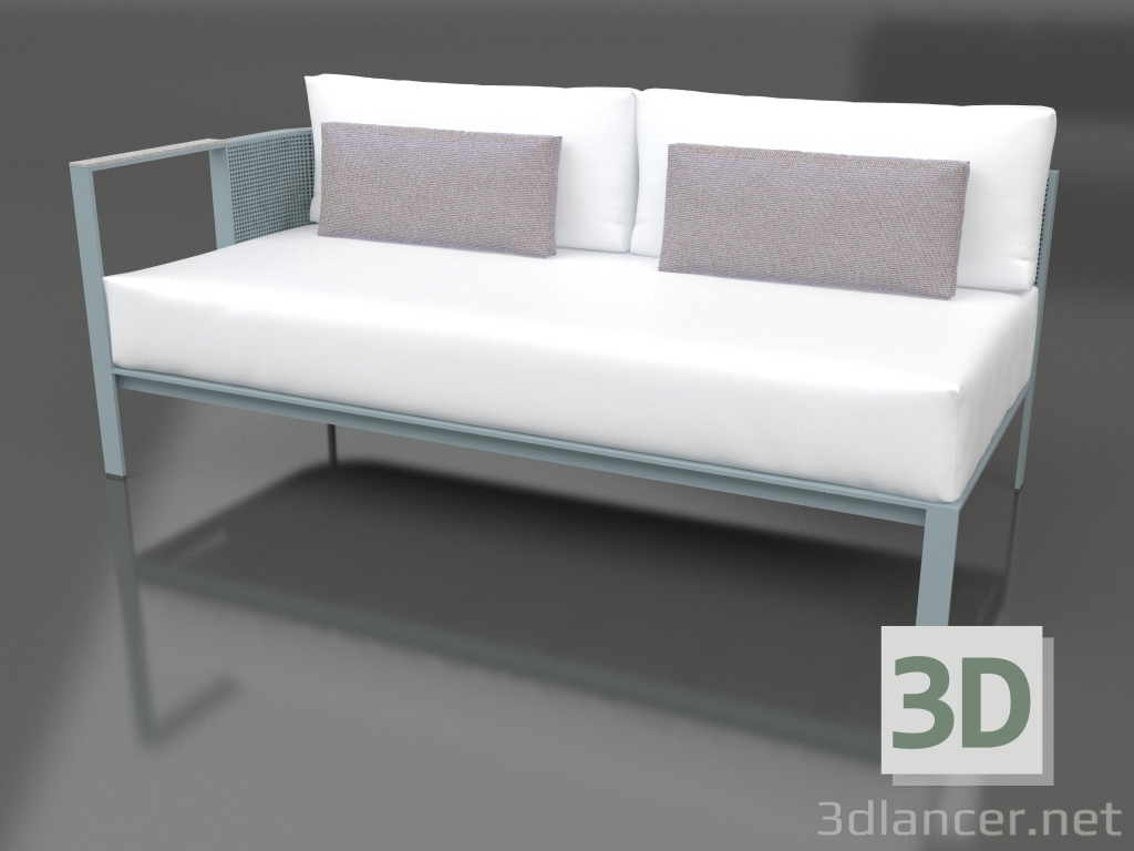modèle 3D Module canapé, section 1 gauche (Bleu gris) - preview