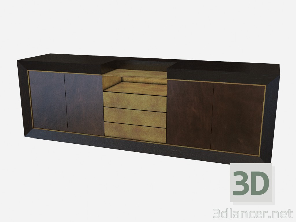 3d model Cajonera de madera con metal y tapizados en cuero Toska Z02 - vista previa