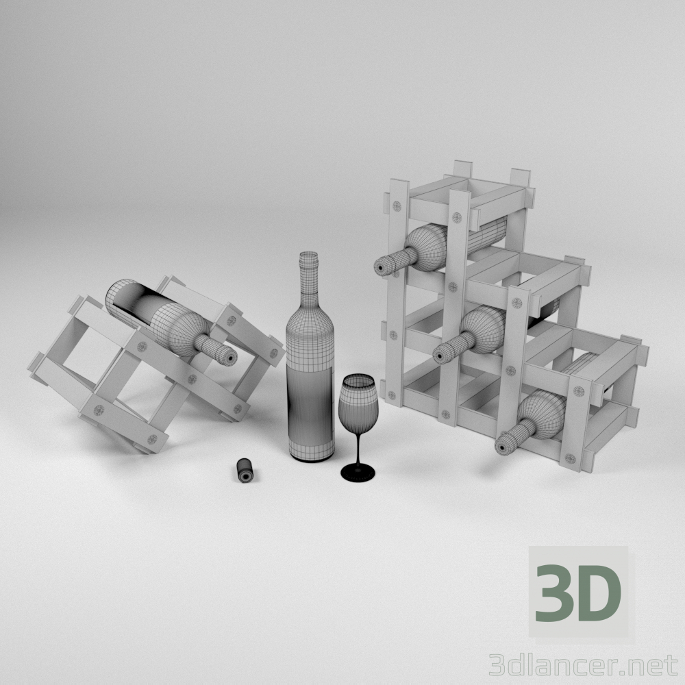 3d Wine holder model buy - render 3d Wine holder model buy - render