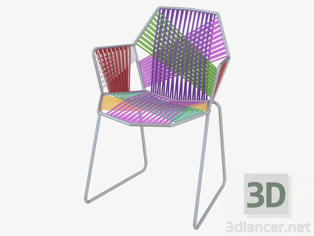 3d модель стілець з підлокітниками – превью