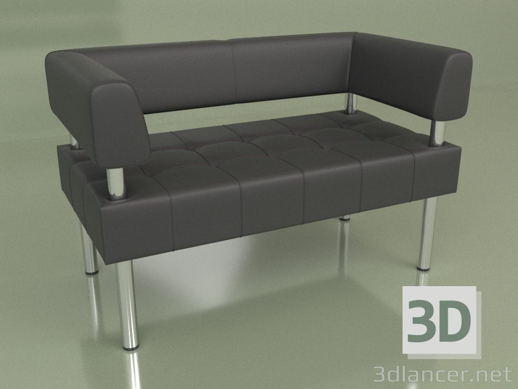 3D Modell Doppelsofa Business (Schwarzes Leder) - Vorschau