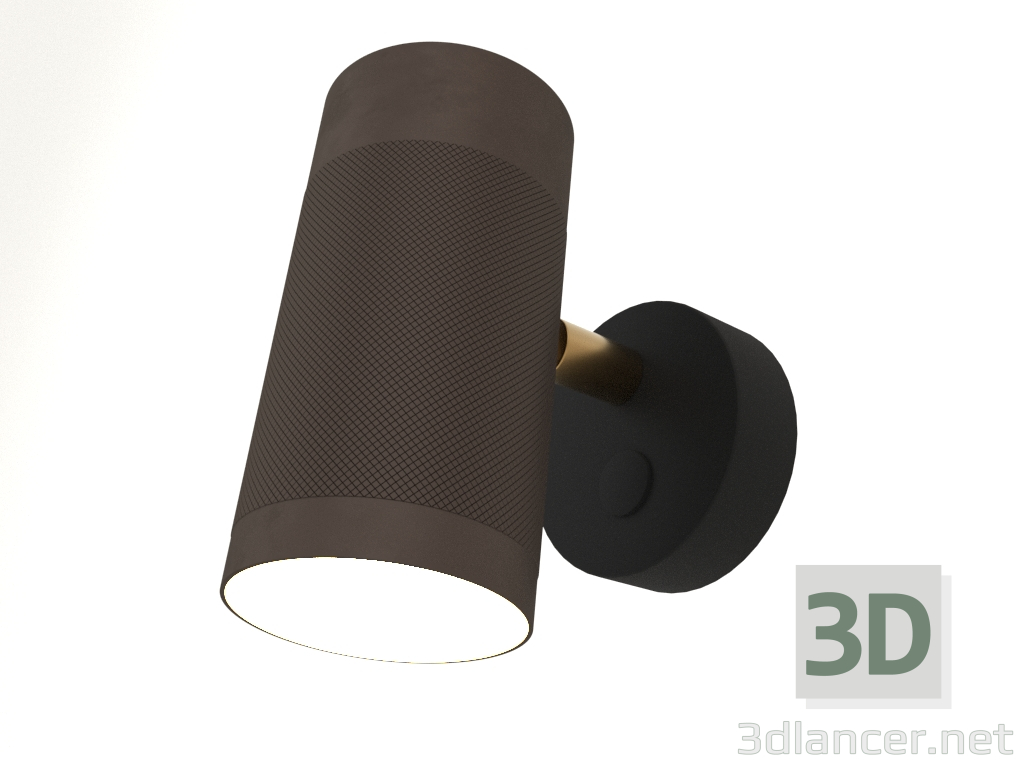 modello 3D Lampada da parete Patrone Small (marrone e ottone) - anteprima