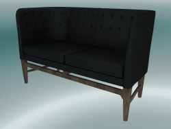 Doppelsofa Mayor (AJ6, H 82 cm, 62 x 138 cm, geräucherte geölte Eiche, Leder - schwarze Seide)